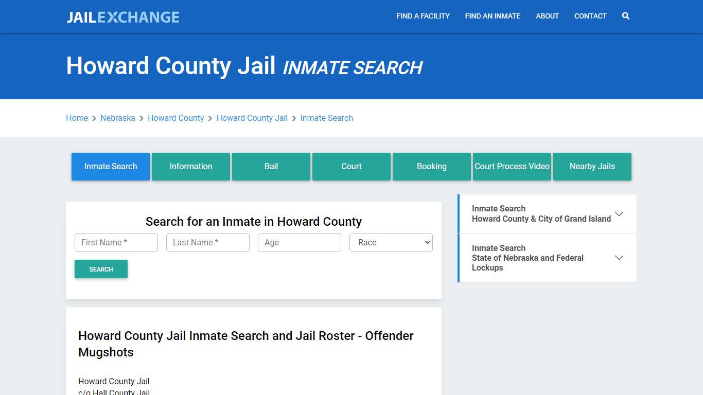 Howard County Jail, NE Inmate Search: Roster & Mugshots