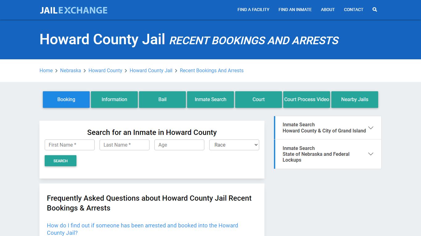 Howard County Jail & Sheriff NE Recent Arrests and Bookings