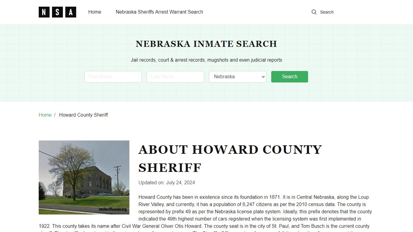 Howard County Sheriff, Nebraska and County Jail Information